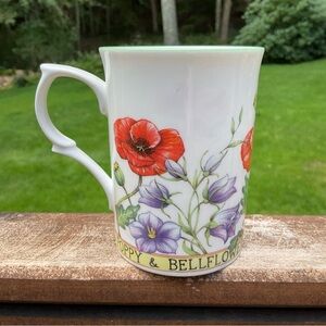 Rose of England Poppy & Bellflower Bone China Mug | Made in England